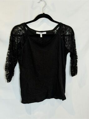dELiA*s Black Lace Sleeve Long Sleeve Tee